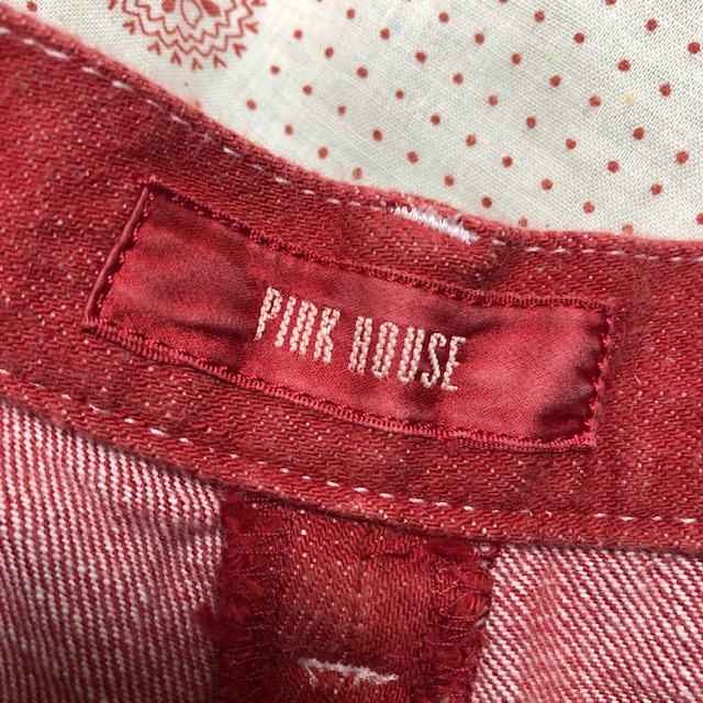 PINK HOUSE ピンクハウス クロップドデニムパンツ M 赤 オールド レトロ古着 日本製 ●98_画像4