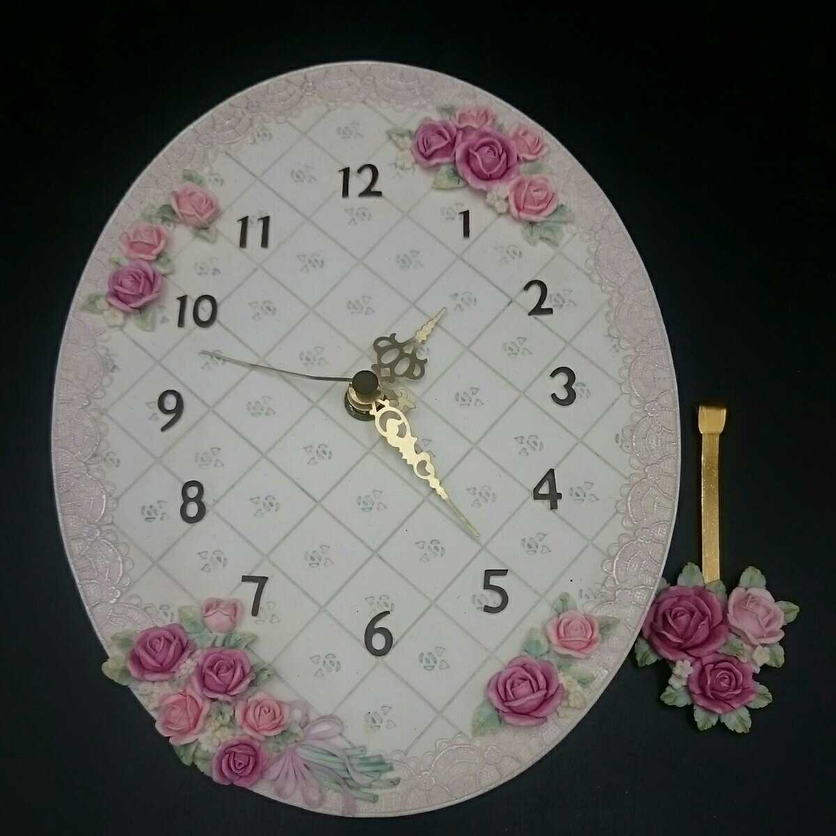 ヤフオク 60i380 時計 壁掛け時計 花模様 薔薇 レース ヤフオク 60i380 時計 壁掛け時計 花模様 薔薇 レース