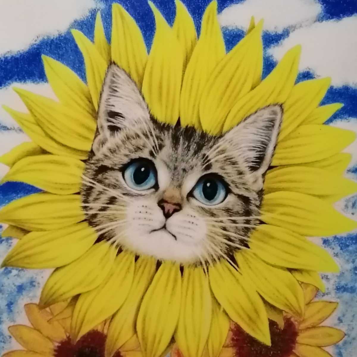 ヤフオク 手描きイラストプリント 絵 ねこ ネコ キジ猫