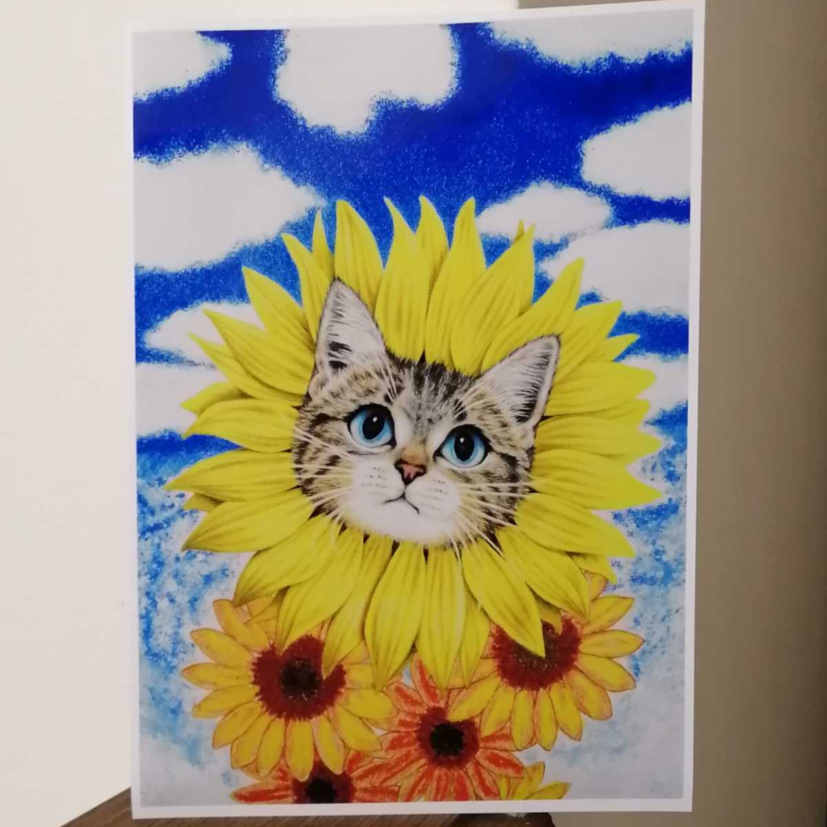 手描きイラストプリント 絵 ねこ ネコ キジ猫 ひまわり 向日葵 動物 花 可愛い 癒し Product Details Yahoo Auctions Japan Proxy Bidding And Shopping Service From Japan