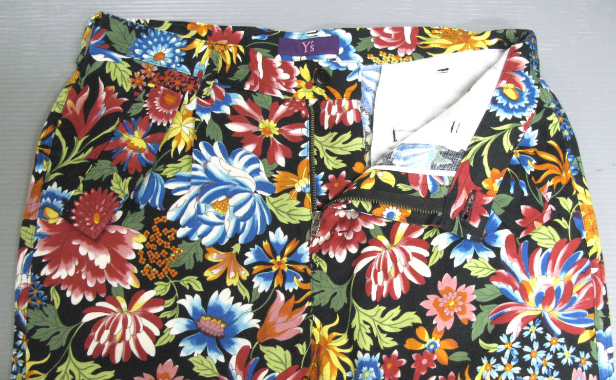 ワイズ ヨウジヤマモト：総柄 花柄 パンツ 未使用 展示品 3 （ 八分丈パンツ Y's Yohji Yamamoto Femme Flower Print Pants Brand New 3_画像3