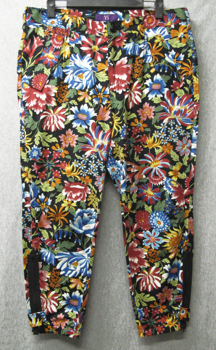 ワイズ ヨウジヤマモト：総柄 花柄 パンツ 未使用 展示品 3 （ 八分丈パンツ Y's Yohji Yamamoto Femme Flower Print Pants Brand New 3