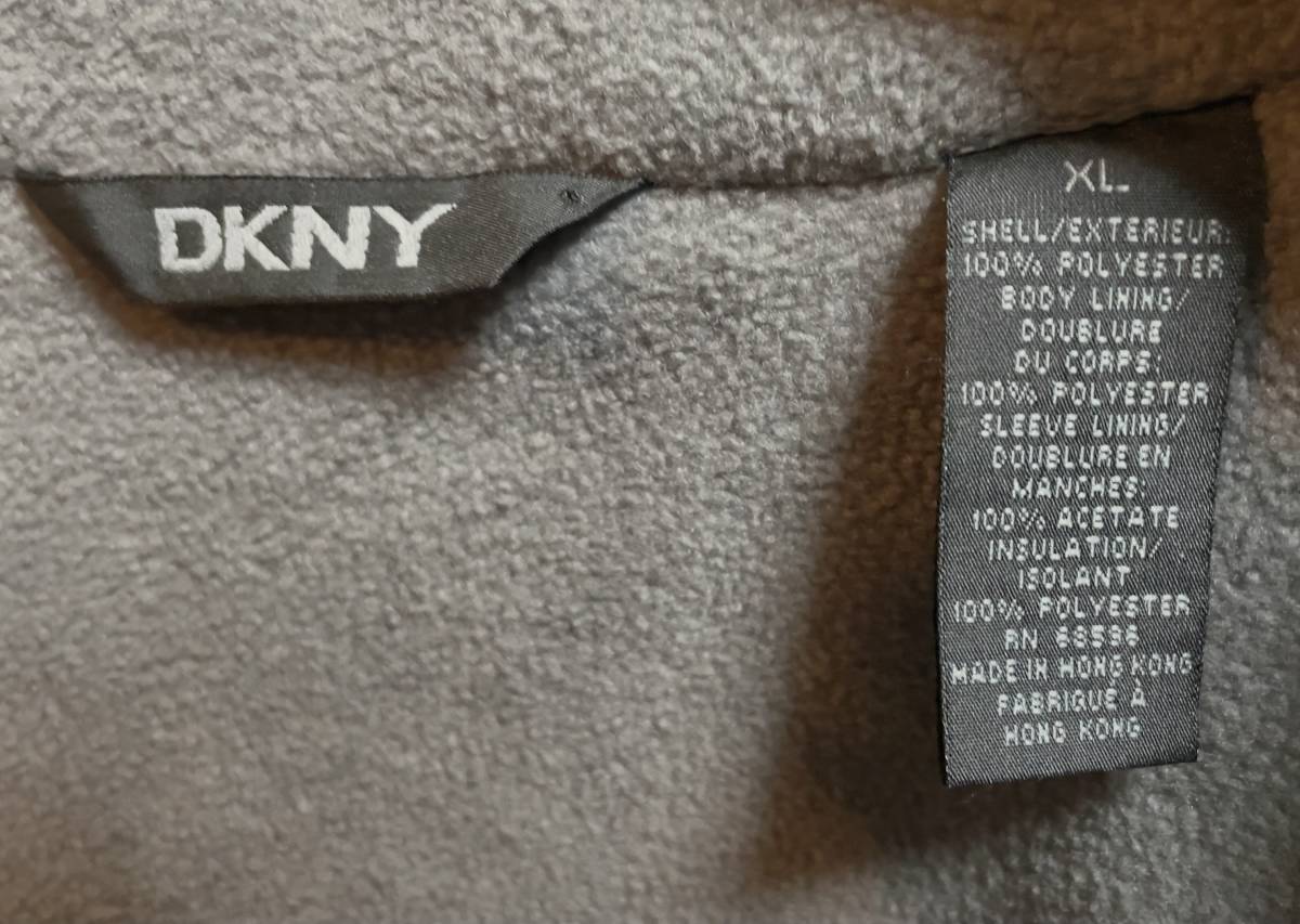 90s DKNY 中綿 ミニマル ジャケット XL ライトグレー アーバン 無機質 フリース ナイロン ダナキャラン 80s 00s 古着 オールド ビンテージ_画像5