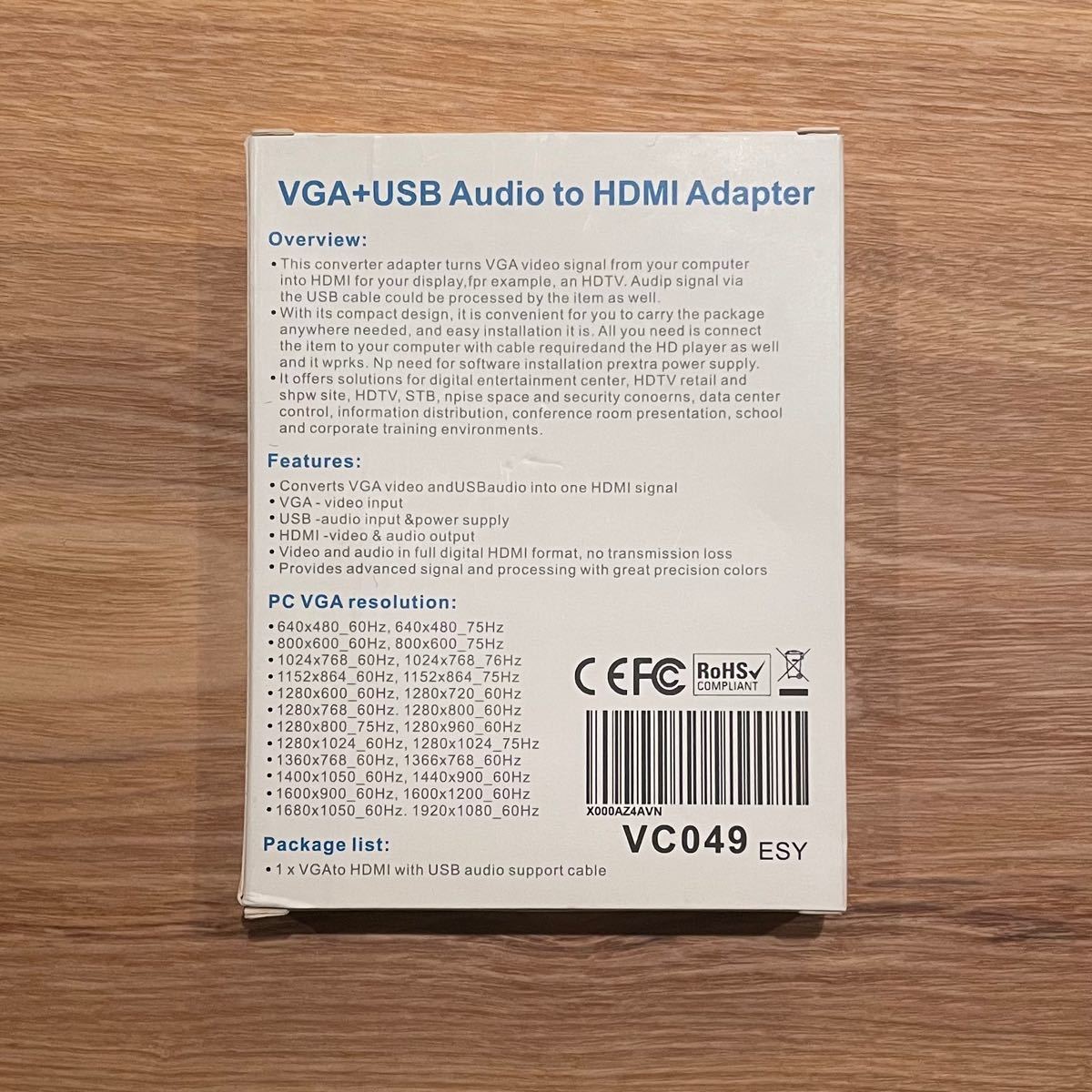 VGA to HDMI 変換ケーブル eSYNiC ESY-VC049