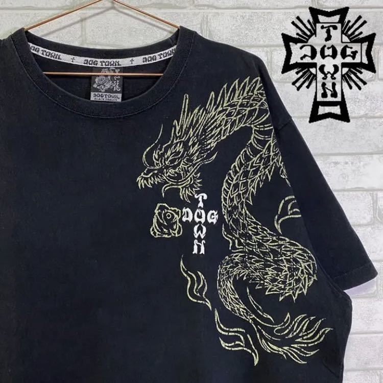 DOG TOWN ドッグタウン 和柄 黒龍 ビッグシルエット Tシャツ/XL DOG TOWN ドッグタウン 和柄 黒龍 ビッグシルエット Tシャツ/XL