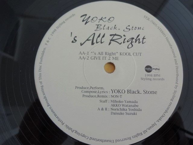 アナログレコード■YOKO BLACK STONE / 'S ALL RIGHT■yoko Blaqstone Yoko Ishiguro 石黒 洋子■12インチ DJ japanese 日本 和製 R&B SOUL_画像6
