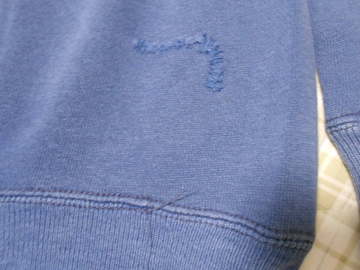 40～50年代？ビンテージ！ペニーズ　スウェットシャツ　M　ネイビー　無地　PENNY’S　リバース　usafa yale_右腰あたりの鍵状のリペアになります。