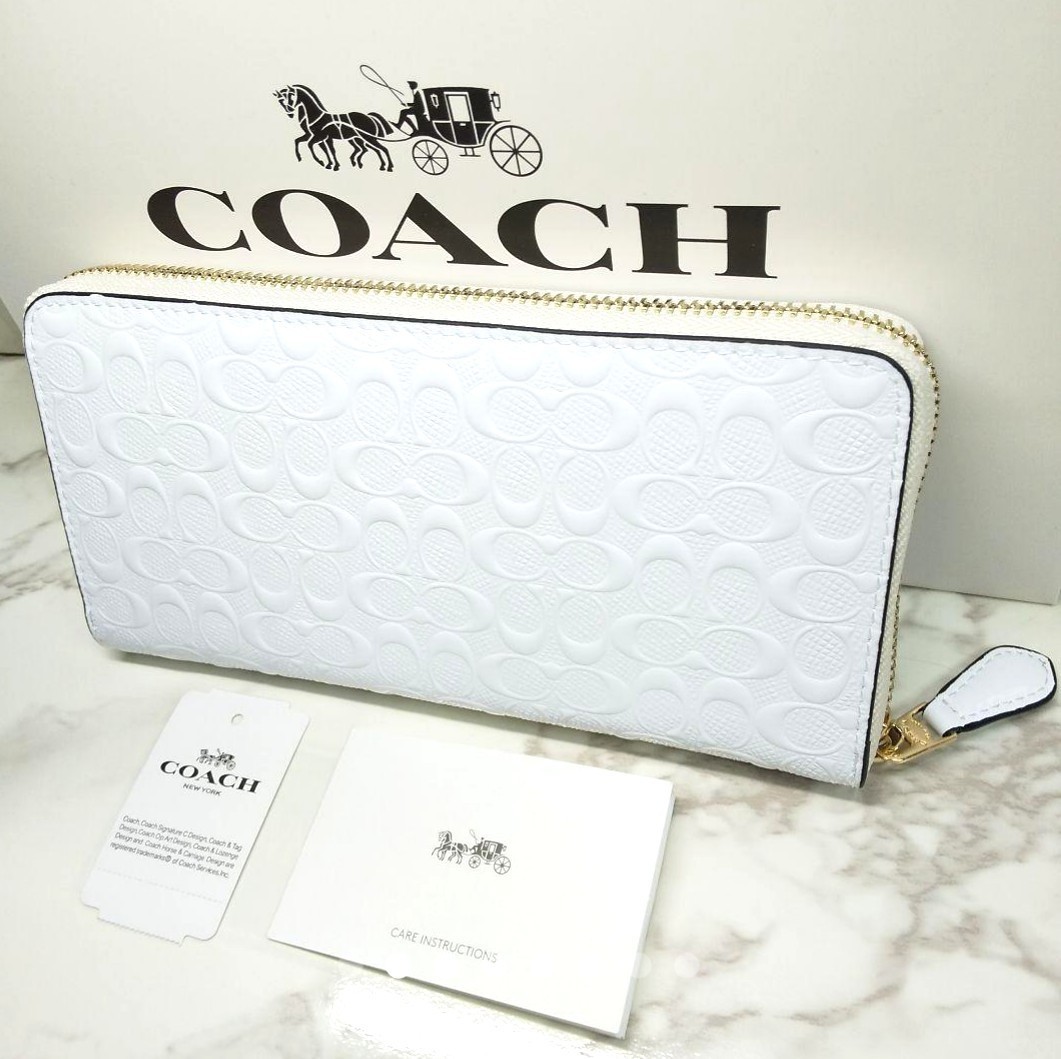 正規品】 【新品未使用】COACHコーチ長財布ストラップ付 シグネチャー