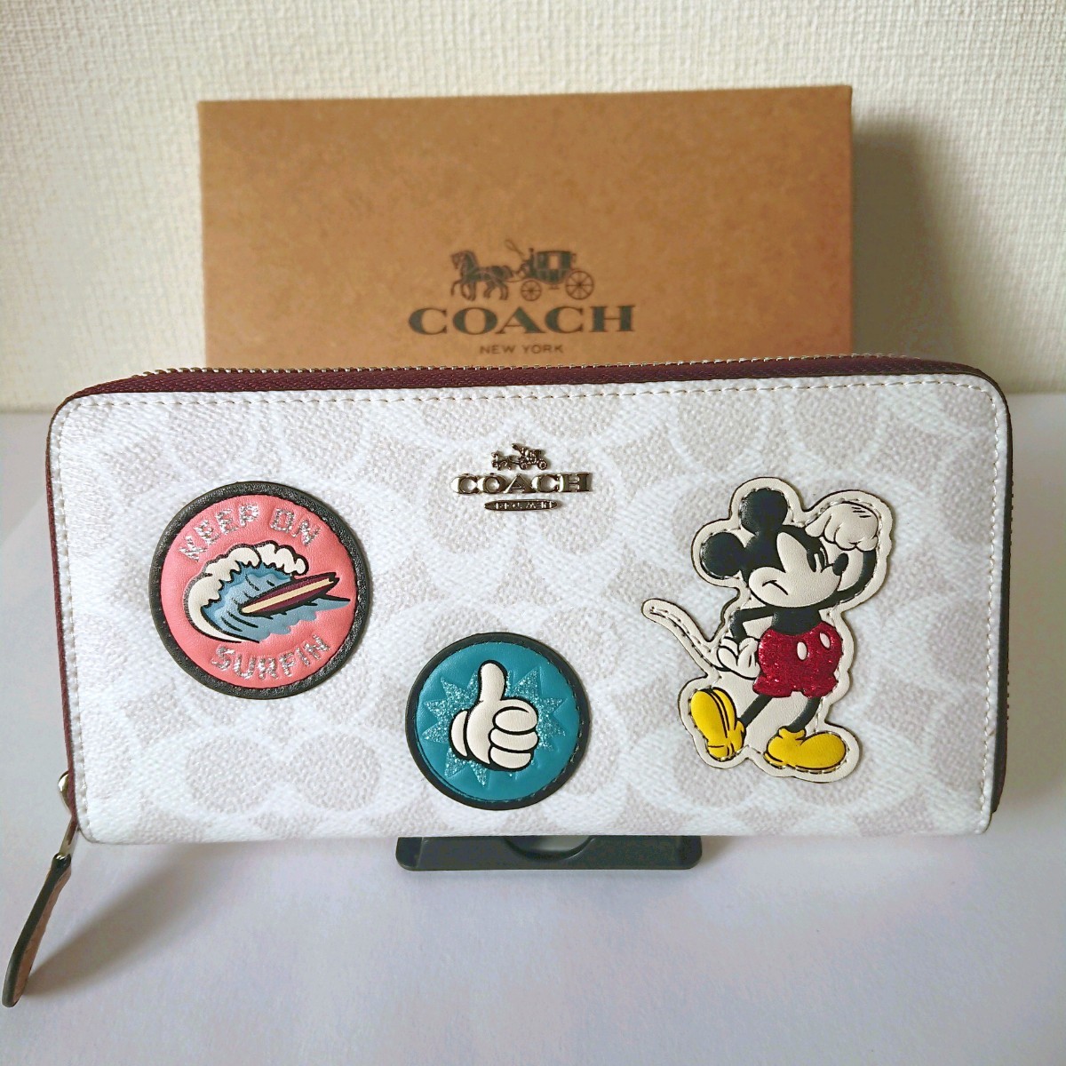 Paypayフリマ 新品 未使用 コーチ Coach コーチ ディズニー コラボ 長財布 ミッキー ホワイト