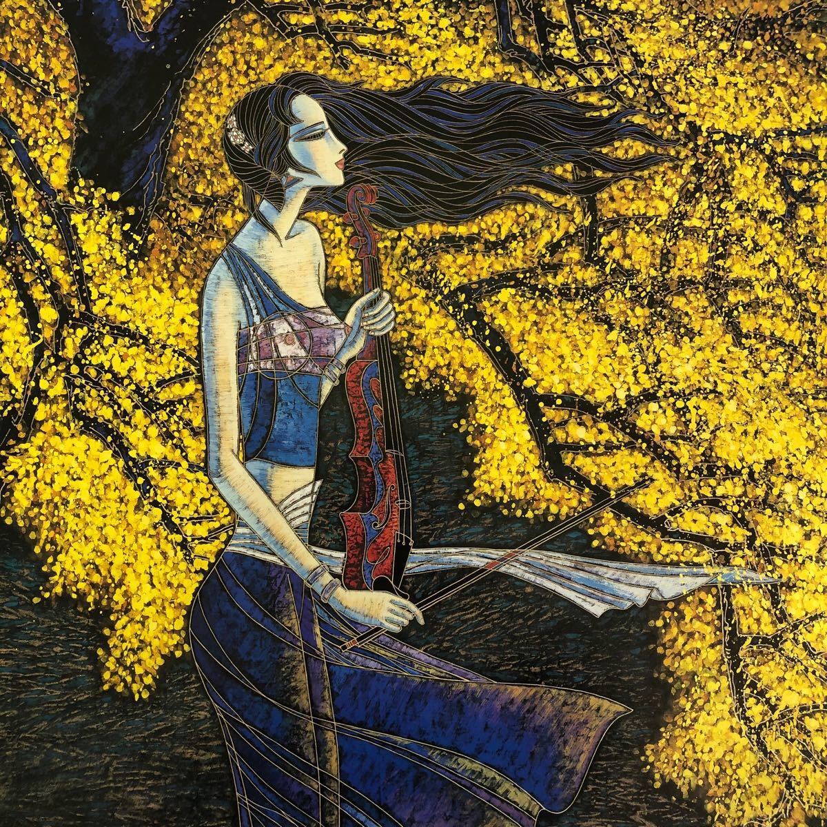 現代美術　人気アーティスト　美人画「光降るの夜　春の詩」  作家 直筆サインポスター 2枚セット