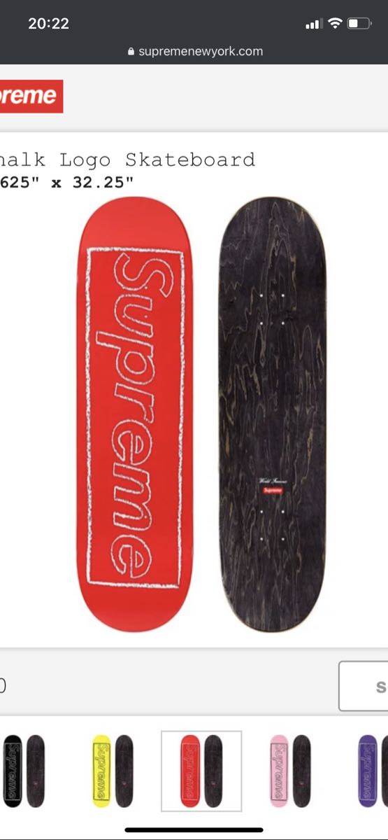 21SS Supreme KAWS Chalk Logo Skateboard DECK 未使用 シュプリーム カウズ スケートボード デッキ スケボー 赤_画像1