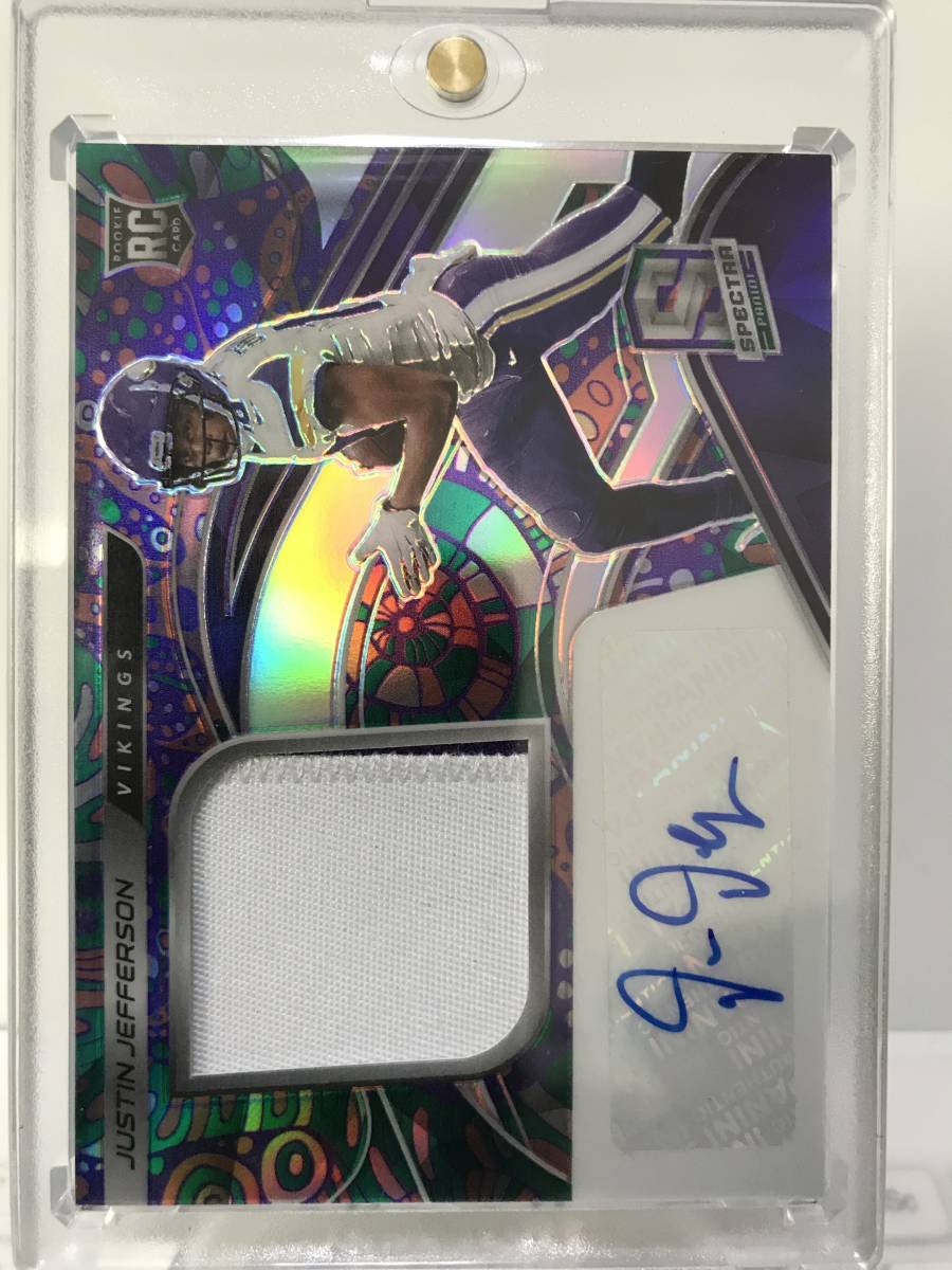 NFL JUSTIN JEFFERSON JERSEY AUTO 2020 PANINI SPECTRA VIKINGS AUTOGRAPH PATCH Rookie Card Psychedelic PRIZM /5 枚限定 直筆 サイン