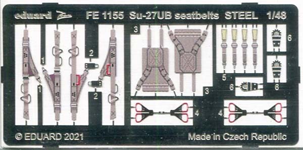 エデュアルド　FE1155　1/48 カラーズーム Su-27UB シートベルト ステンレス製 (グレートウォール用)_画像2