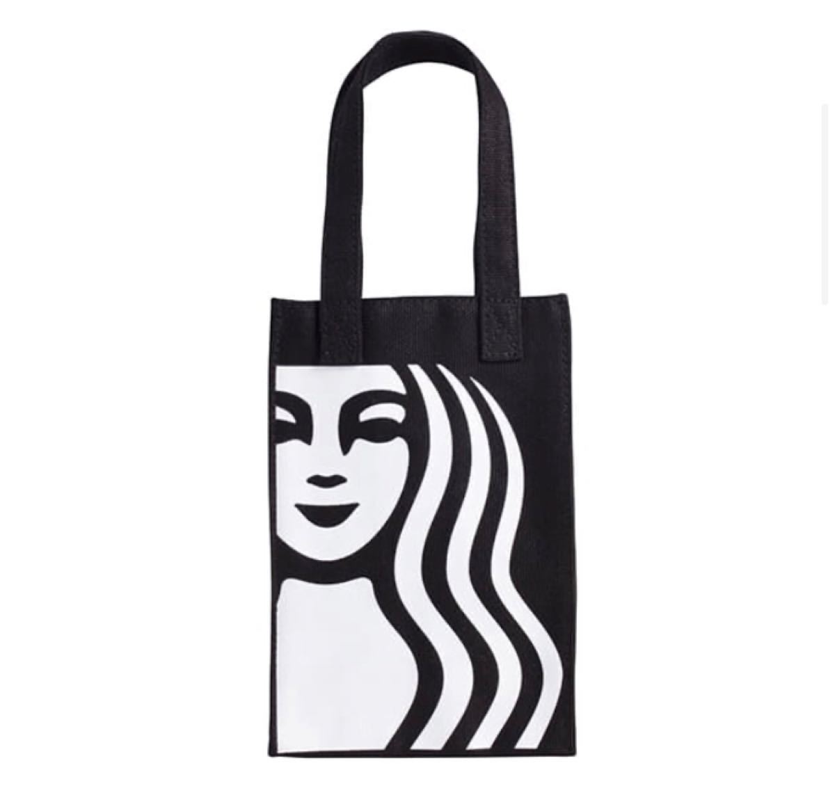 台湾 スタバ Starbucks 女神 ストロートートバッグ スターバックス 台湾 スタバ ドリンクホルダートートバッグ 黒