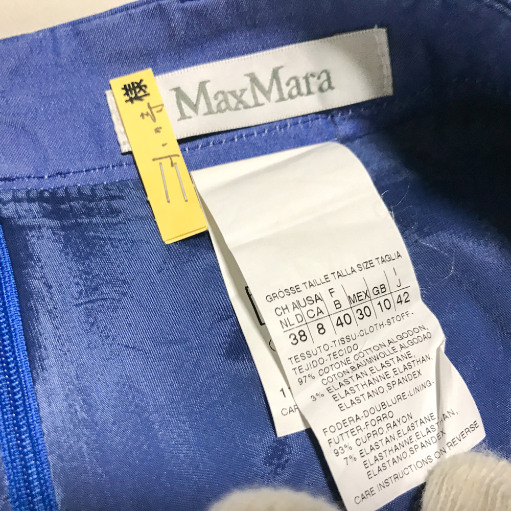 正規 春夏MAXMARA タイトスカート マックスマーラ ブルー系 ポケットあり 薄手2103HN-18-3*/#8_画像3