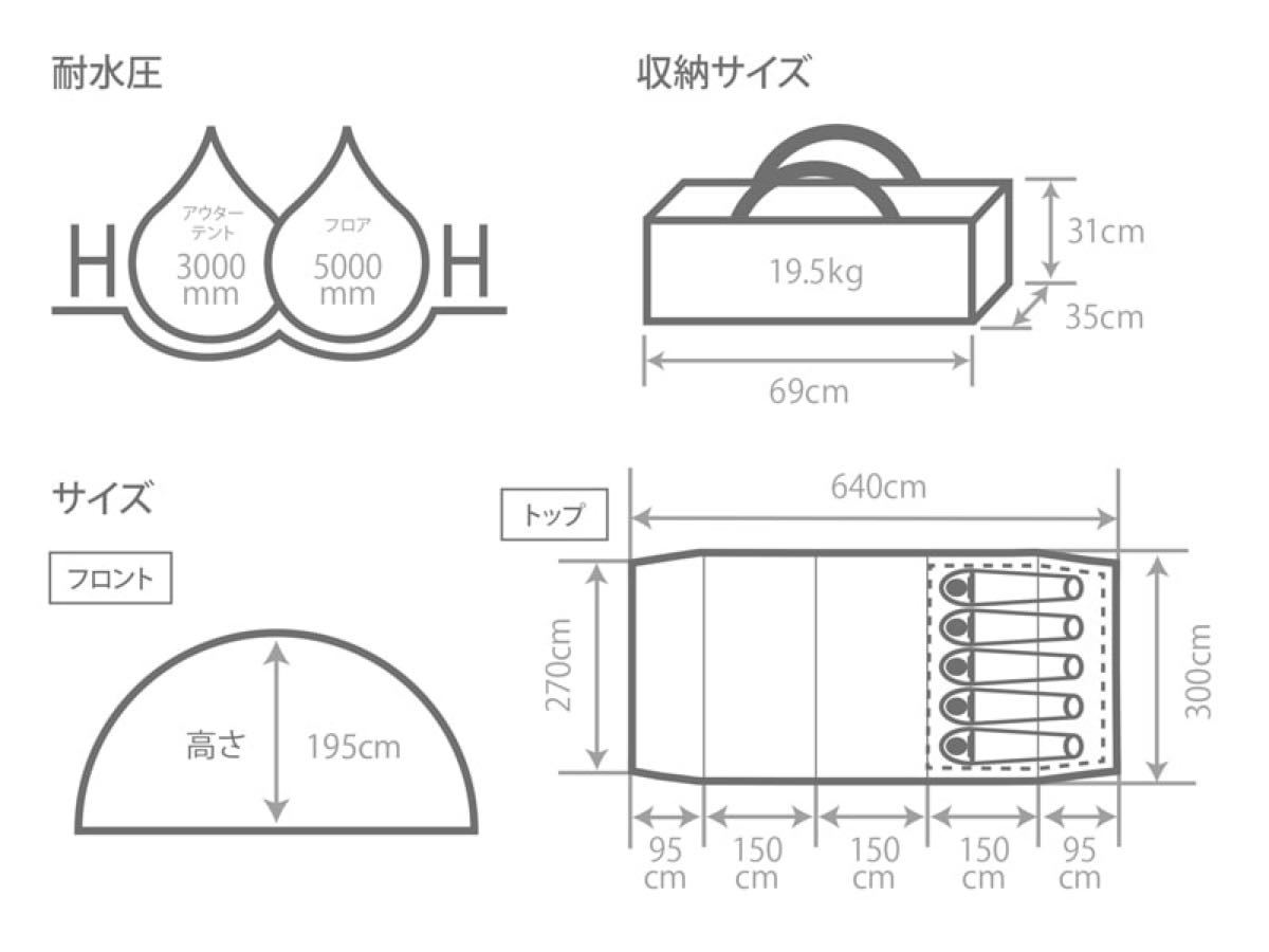 新品未使用品】DOD カマボコテント 3M カーキ-