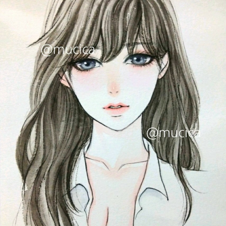 Paypayフリマ 手描きイラスト オリジナル 美人画 水彩画 Paypayフリマ 手描きイラスト オリジナル 美人画 水彩画