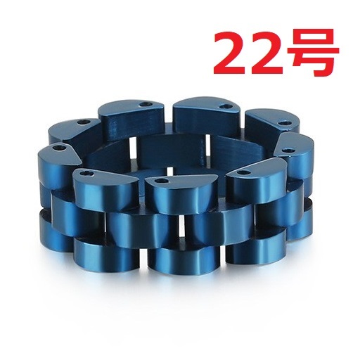 SUS316L 時計 ベルト チェーン リング 指輪 幅8mm ブルー 22号_画像1