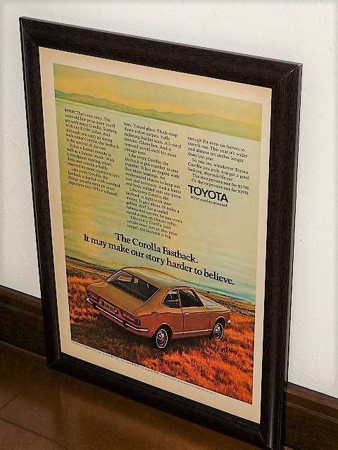 1971年 USA '70s 洋書雑誌広告 額装品 Toyota Corolla Fastback トヨタ カローラ ファストバック ( A4size・A4サイズ ）_画像1