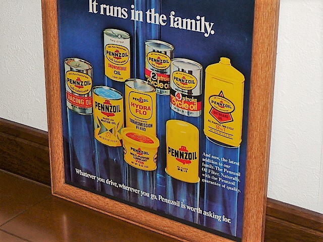 1973年 USA '70s 洋書雑誌広告 額装品 Pennzoil ペンゾイル ペンズオイル ( A4size ）_画像3