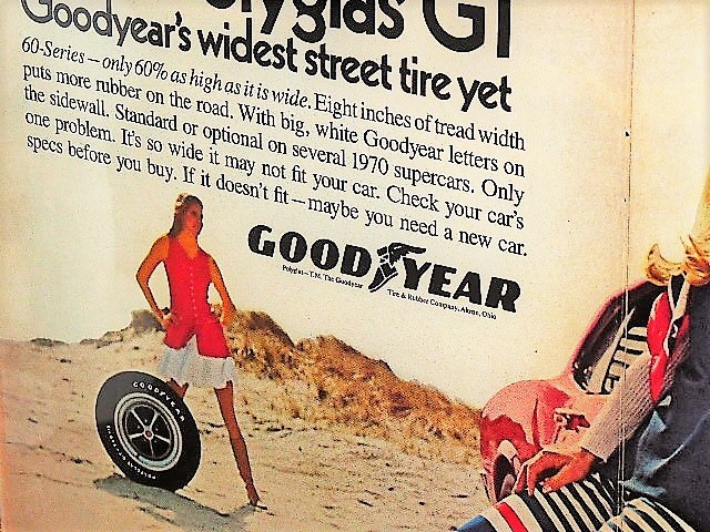 1970年 USA 洋書雑誌広告 額装品 Goodyear Polyglas 60 グッドイヤー / 検索用 Ford Mustang Boss 302 フォード マスタング ( A3size ) _画像5