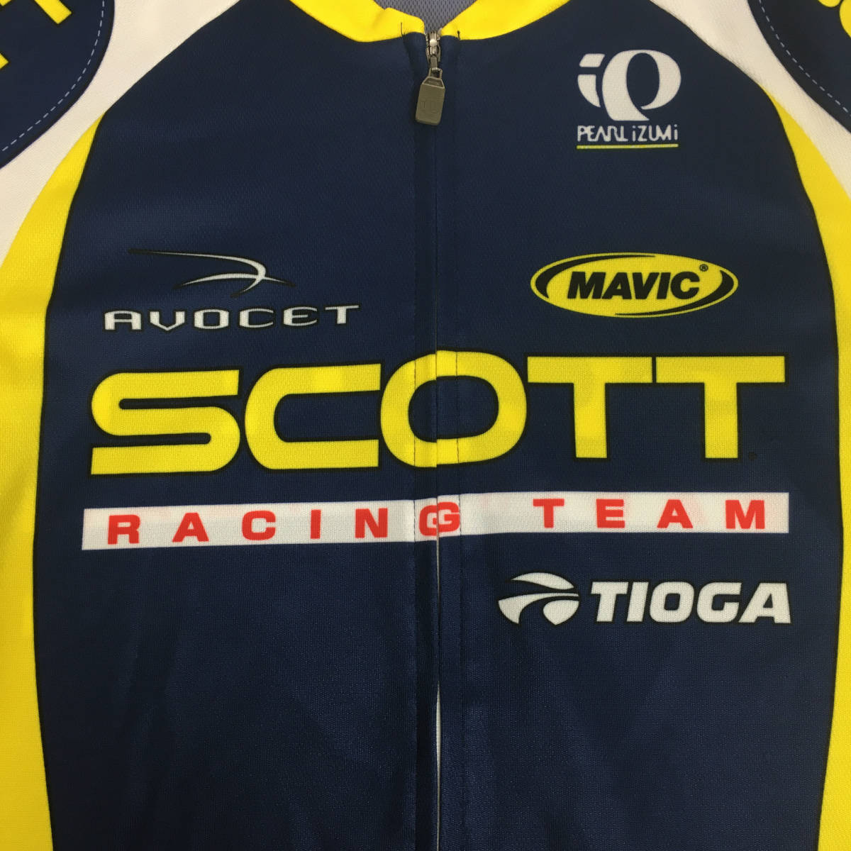 【美品】PEARL IZUMI パールイズミ SCOTT RACING TEAM 日本製 サイクルジャージ 紺/黄/白/赤 XLサイズ 半袖_画像4