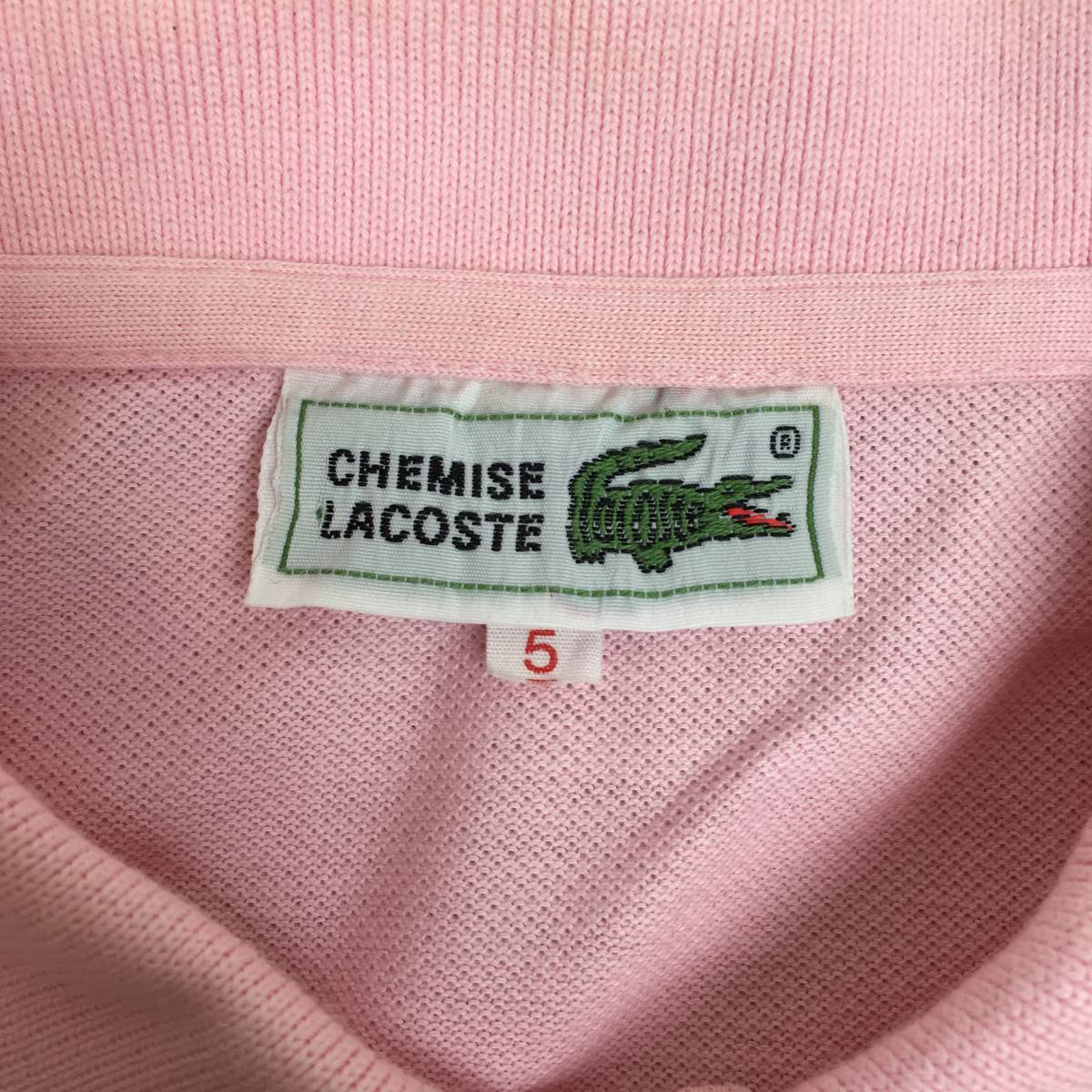 LACOSTE ラコステ ポロシャツ L1212 鹿の子 サイズ5 ピンク 半袖 シャツ_画像4
