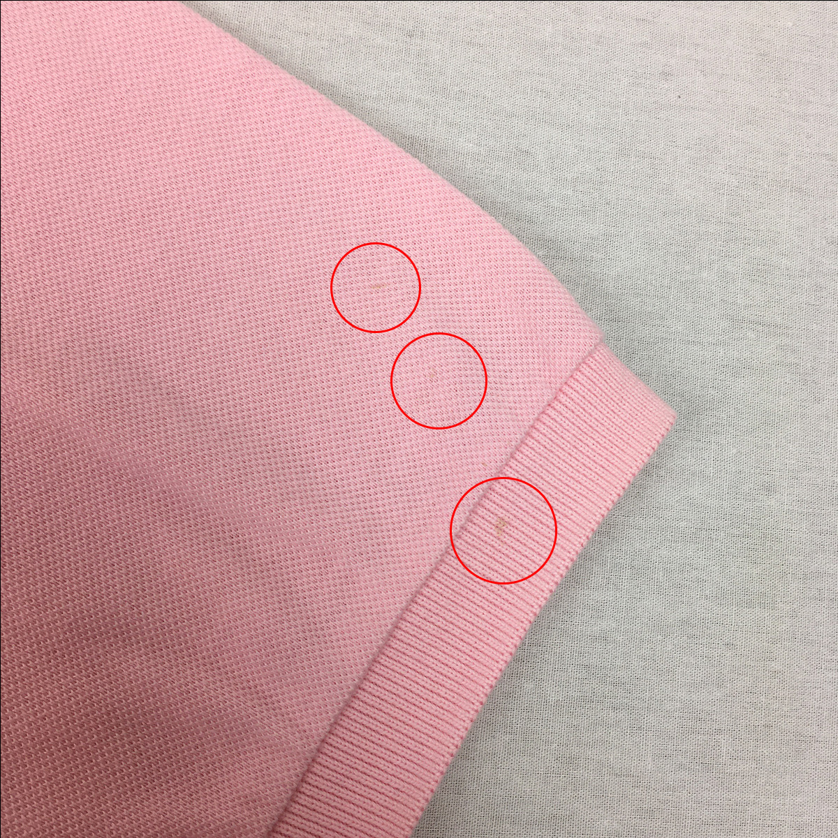 LACOSTE ラコステ ポロシャツ L1212 鹿の子 サイズ5 ピンク 半袖 シャツ_背面右袖に三か所薄い汚れあり