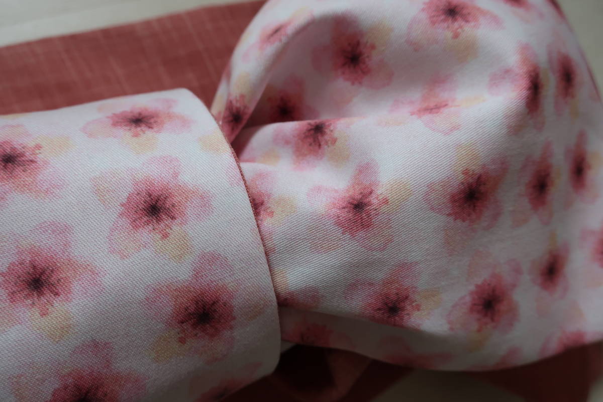 桜ぴんく　さくら　ピンク　リバーシブル　半幅帯　浴衣帯　着物帯　ハンドメイド　送料無料_画像1