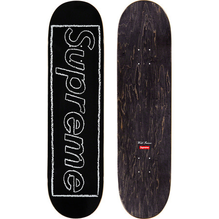 supreme 21ss KAWS Chalk Logo Skateboard Black 黒 カウズ スケートボード DECK デッキ _画像1