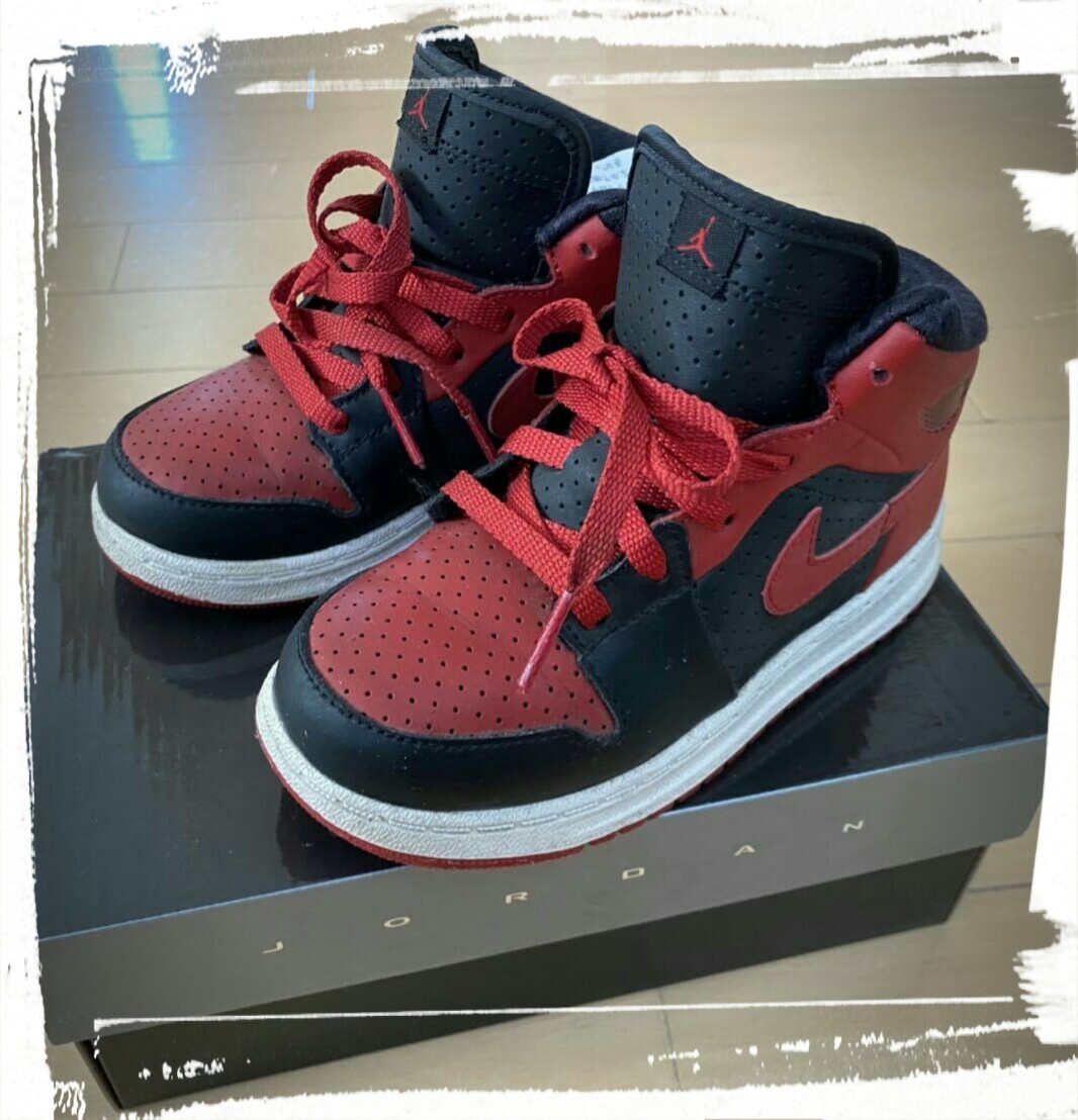 JORDAN ALPHA 1 (TD)つま黒アルファBRED赤シカゴブルズNIKE AIR JORDAN1シカゴAJ1桜木花道16センチ393735-001ジョーダン1キッズ16cmブルズ