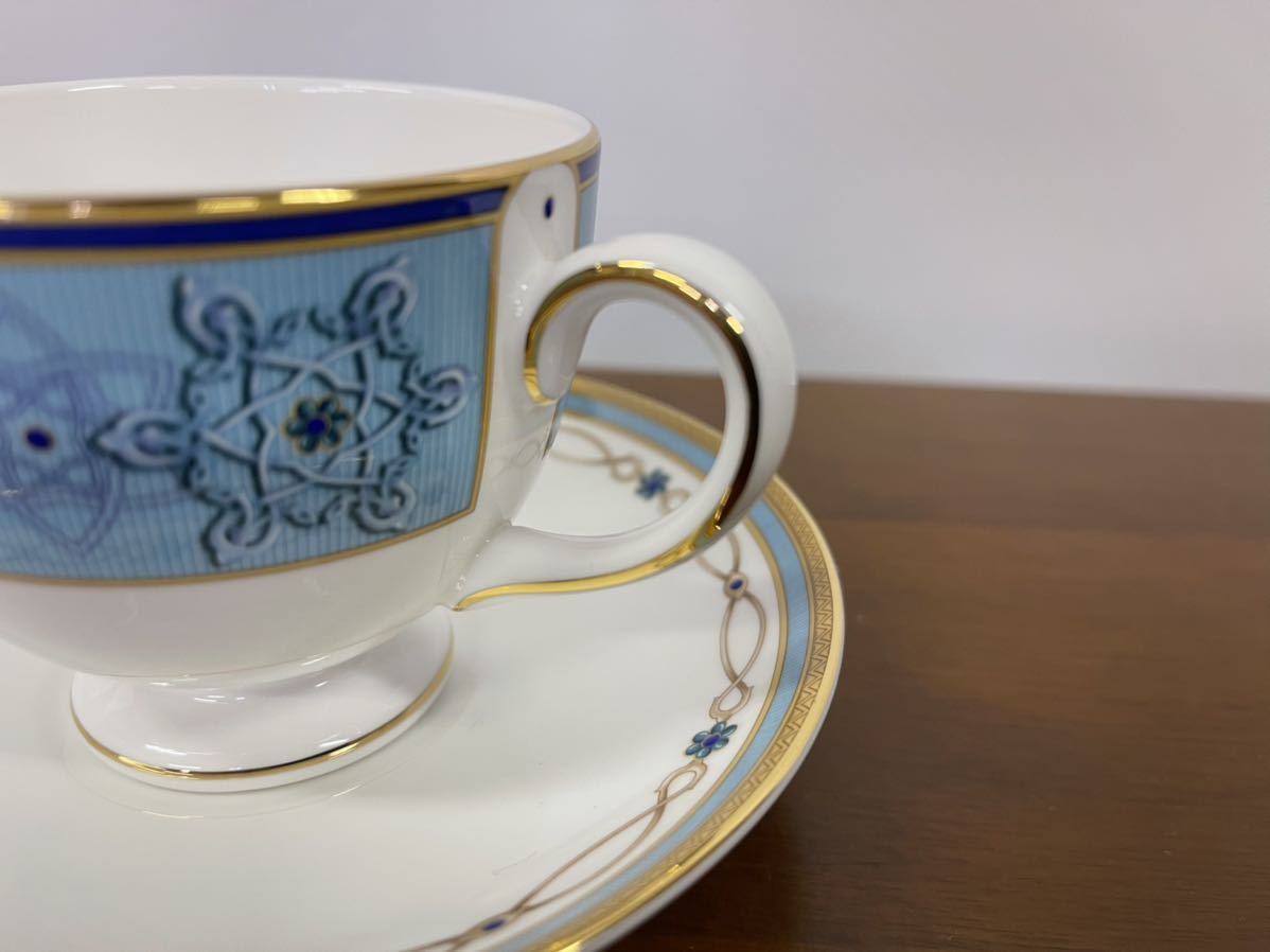 【美品】WEDGWOOD ウェッジウッド ターコイズジュエル ペアコーヒーカップ＆ソーサー C/S C&S 兼用カップリー ティーカップ_画像4