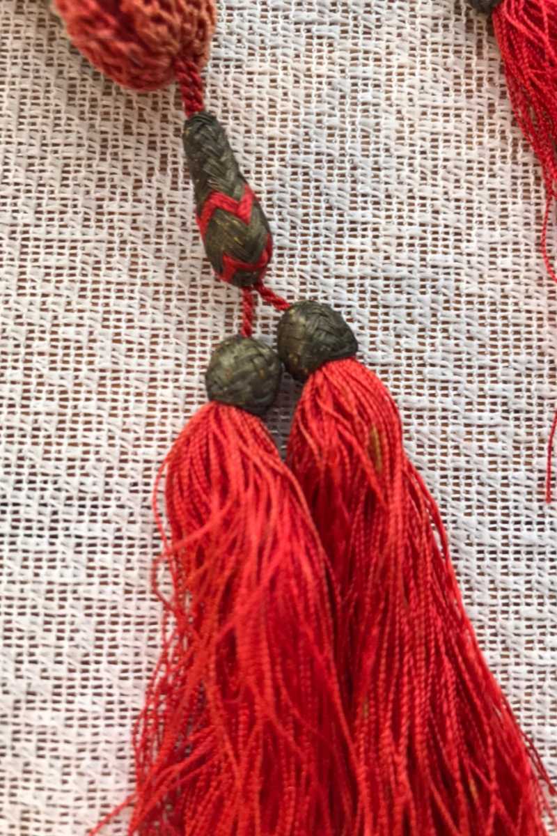 【アンティーク小物】マイザーパース⑨ 赤と緑の刺繍 フランス 1900年頃 レア物 洒落物 ファッションアイテム アンティーク_画像3