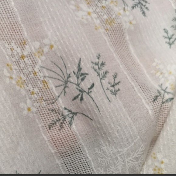 生地 コットンレース  花柄立体プリント ホワイト 約140×50cm