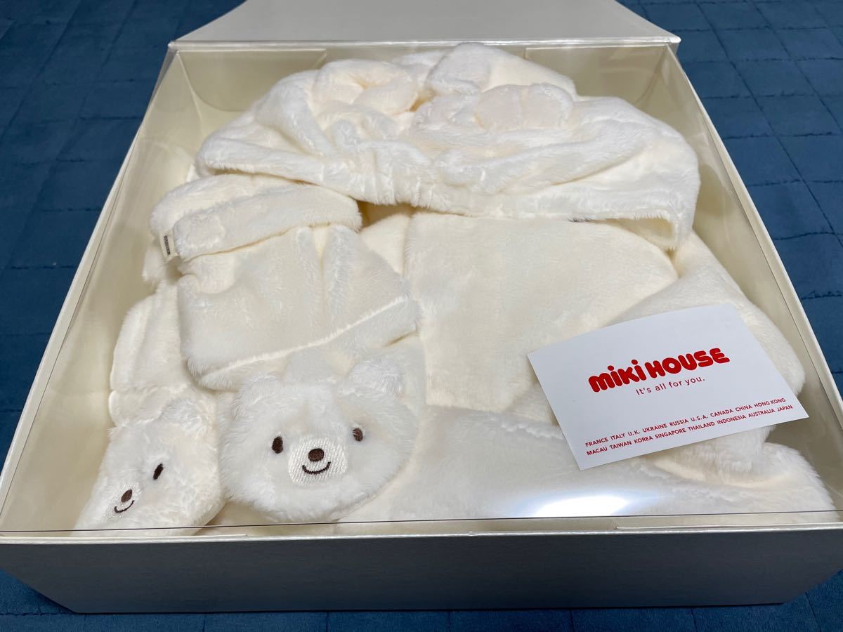 ミキハウス マイクロファー マント ポンチョ ロングブーティー くま 新品