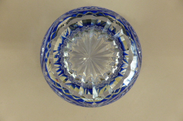薩摩切子　カメイガラス　ガラス切子　小付鉢　小鉢　皿　ガラス工芸　藍被硝子　直径6cm　高さ8.5cm　①_画像6