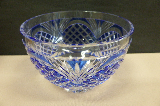 薩摩切子　カメイガラス　ガラス切子　小付鉢　小鉢　皿　ガラス工芸　藍被硝子　直径6cm　高さ8.5cm　①_画像3