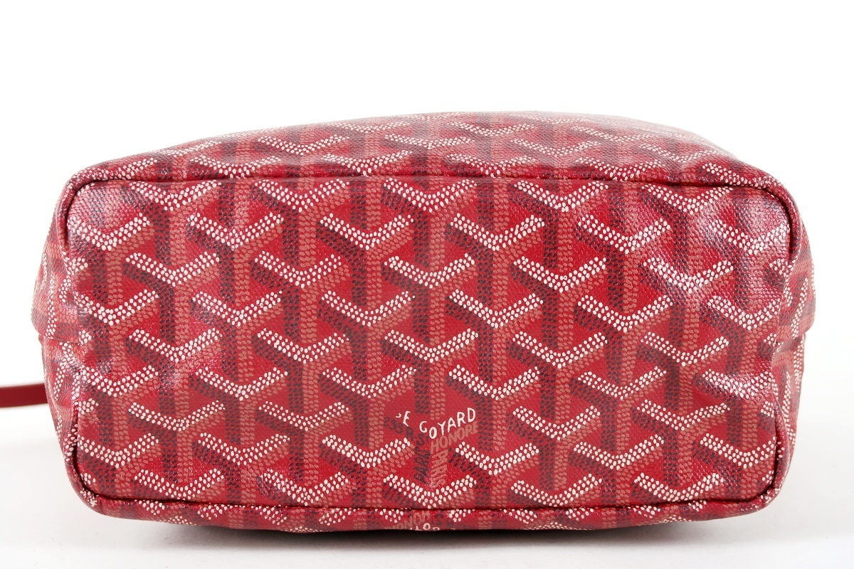 【超美品】GOYARD ゴヤール サンルイ ジュニア ミニハンド トートバッグ レッド【JI25】_画像4