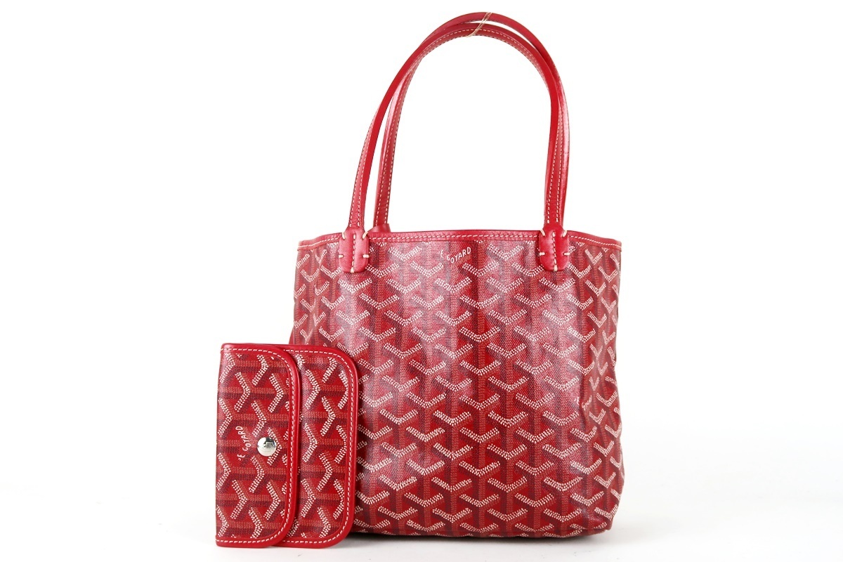 【超美品】GOYARD ゴヤール サンルイ ジュニア ミニハンド トートバッグ レッド【JI25】_画像1