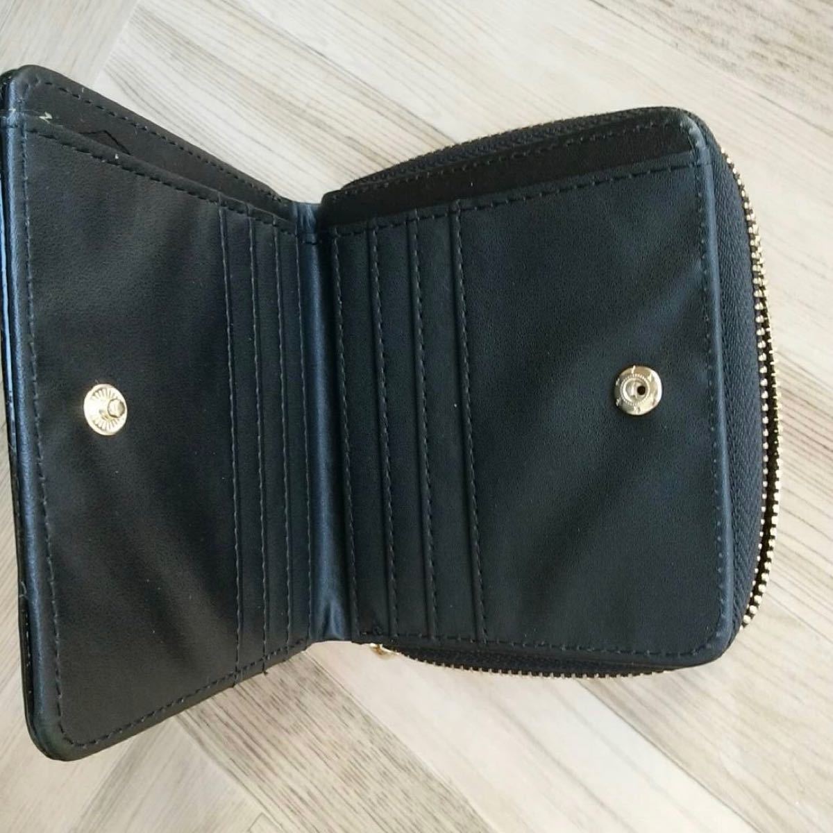 財布 ミニ財布 コンパクト財布 レディース ウォレット 韓国 二つ折り財布 黒