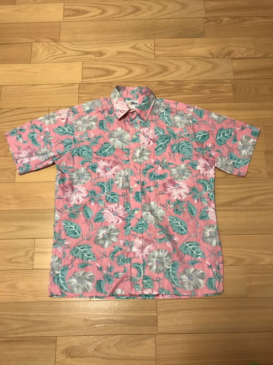 同梱不可】 美品☆80s レインスプーナー 80年代 葉っぱ.花総柄 半袖