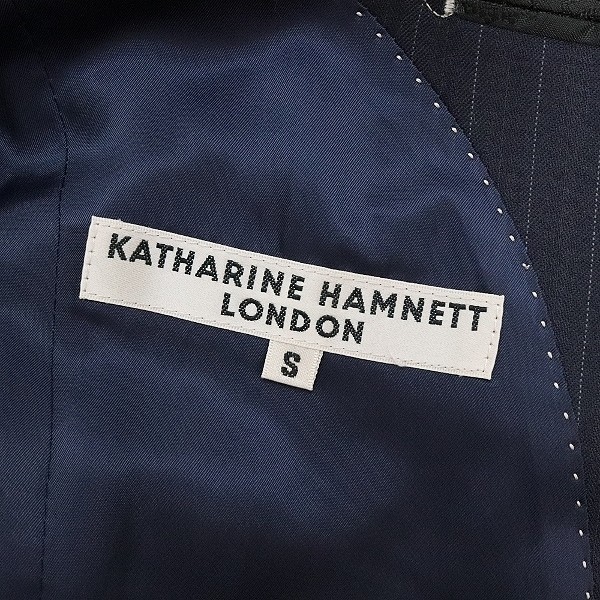 ◆KATHARINE HAMNETT LONDON/キャサリンハムネット ロンドン ストライプ柄 2釦 スーツ ネイビー S_画像6