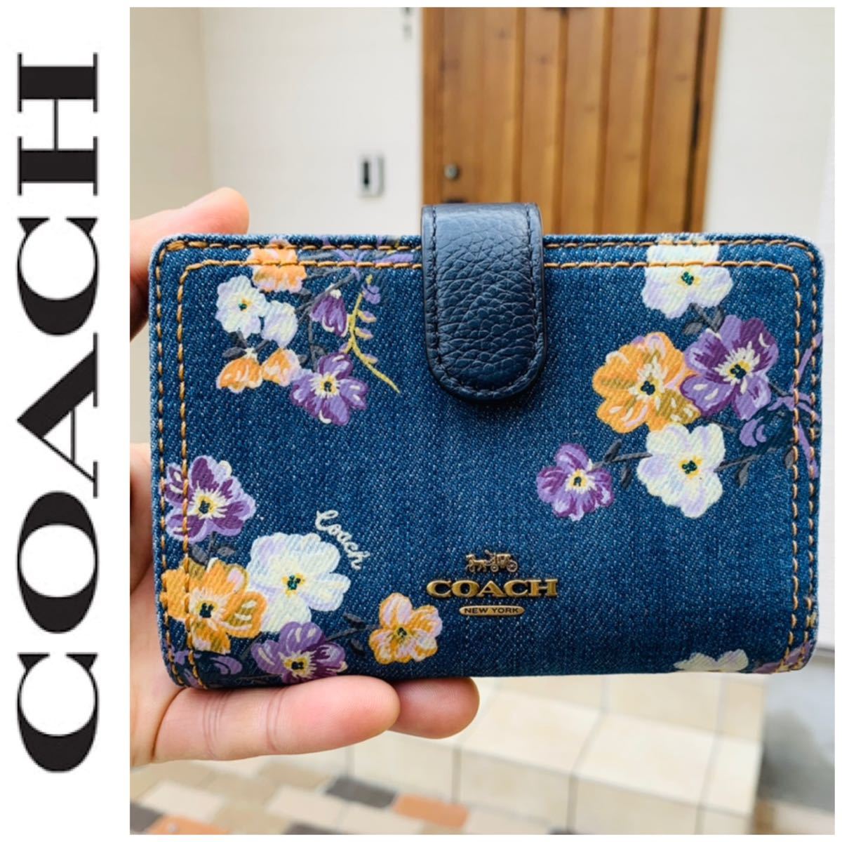 大丸購入 入手困難 デニム×花柄 COACH コーチ 財布 ラメ 大丸購入 入手困難 デニム×花柄 COACH コーチ 財布 ラメ