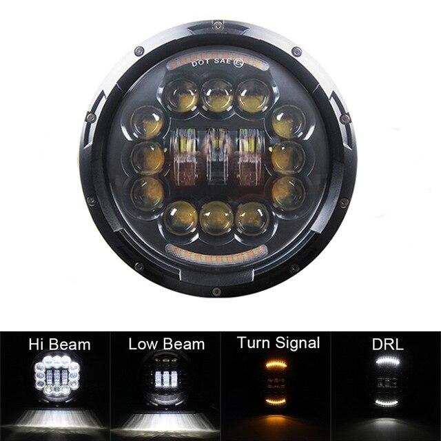 7インチ LED ヘッドライト フロントの表情がユニークになる 高輝度 ハーレー ツーリング ロードキング エレクトラグライド Type F|7G1