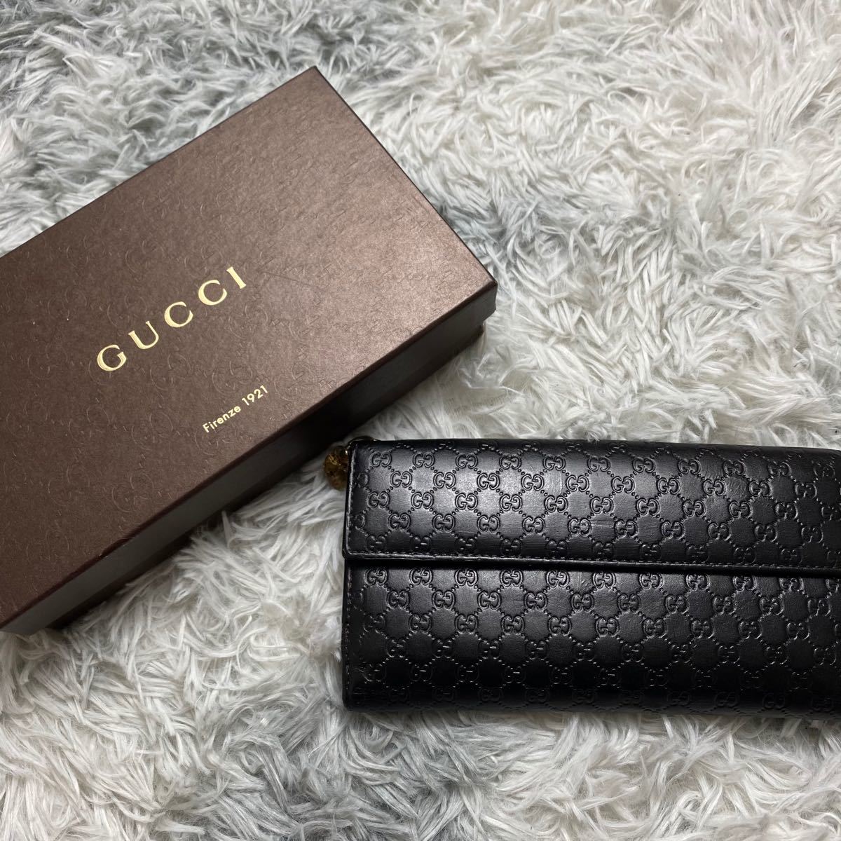 極美品 グッチ/GUCCI 長財布 マイクロGG GG柄 希少 バイカラー 箱付き