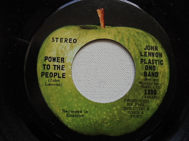 Appleシングルレコード JOHN LENNON/PLASTIC ONO BAND『 POWER TO THE PEOPLE 』US盤 Apple 1830 美品_画像3