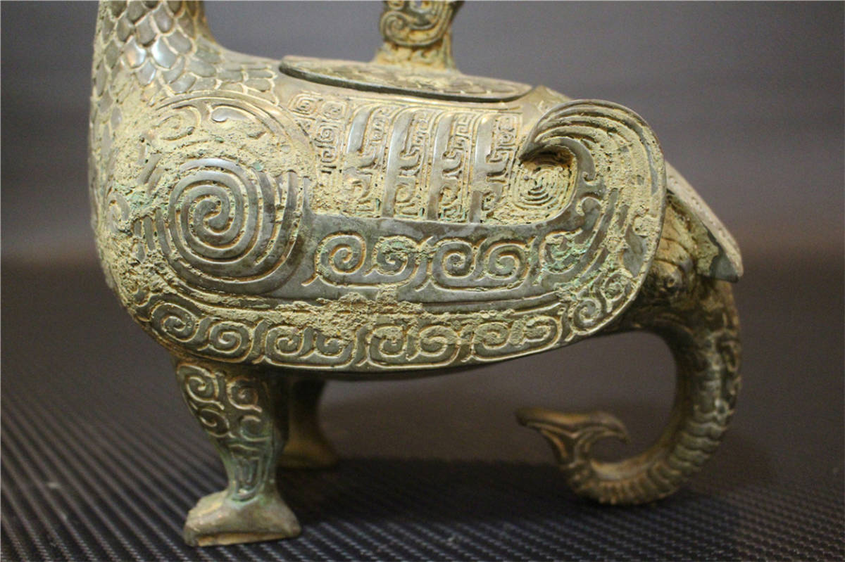日本製 古美術 銘文鳥尊 青銅器 その他