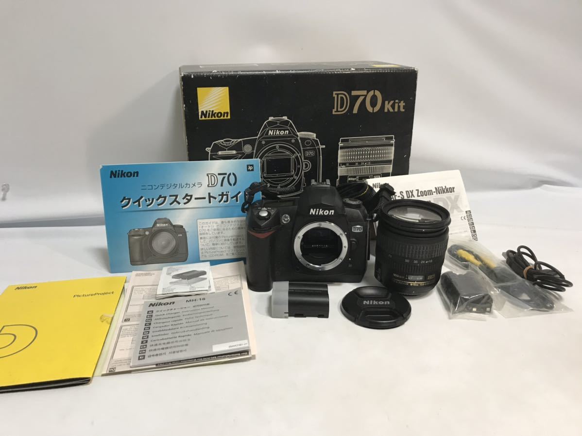 Nikon ニコン D70 デジタル一眼レフカメラ AF-S DX ZOOM-NIKKOR 18-70mm f/3.5-4.5G IF ED 簡易動作確認済 ショット数不明 元箱 現状 T1111_画像1