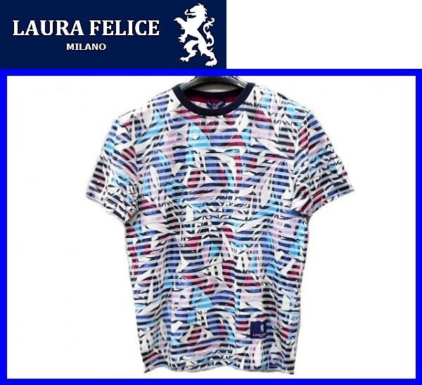 ファッションなデザイン 半袖★46(M)★\20900〓LAURA FELICEラウラ〓ポリエステル綿プリントTシャツ45 柄もの ファッションなデザイン 半袖★46(M)★\20900〓LAURA FELICEラウラ〓ポリエステル綿プリントTシャツ45 柄もの