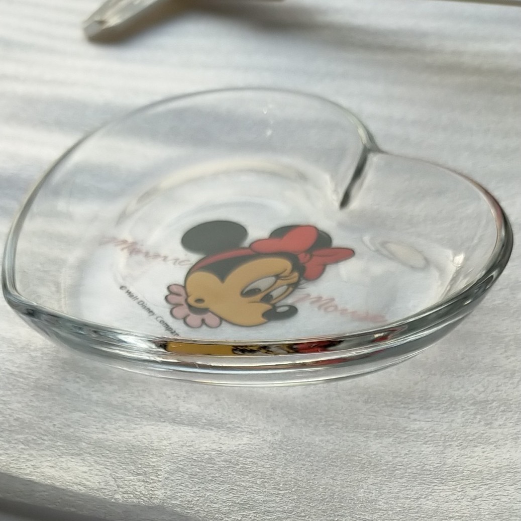 ディズニー　ミニー　ミニーマウス　お皿　食器　ガラス　小物入れ　レトロディズニー　グッズ　当時　プレート　ハート
